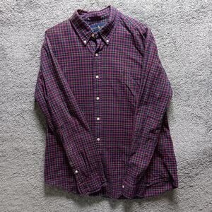 Ralph Lauren Men’s Button Down Red Shirt Green Pony Size Large Preppy Casual